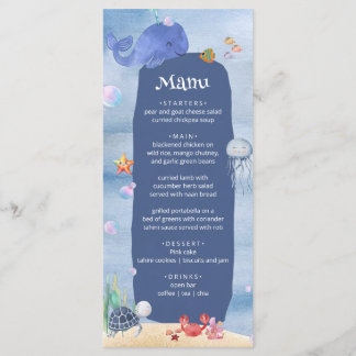 Menu À la mer bientôt mignon Animaux marins créature bl