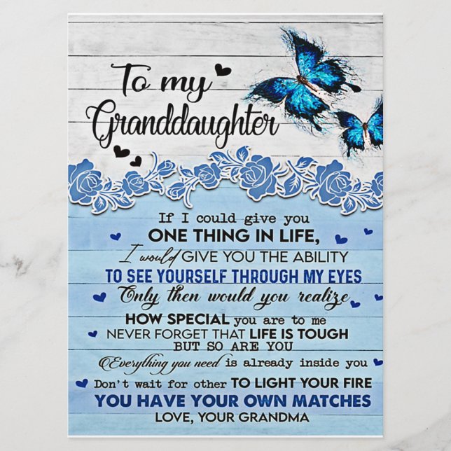 Menu À Ma Fille Cadeau Papillon, Fille Anniversaire (Devant)