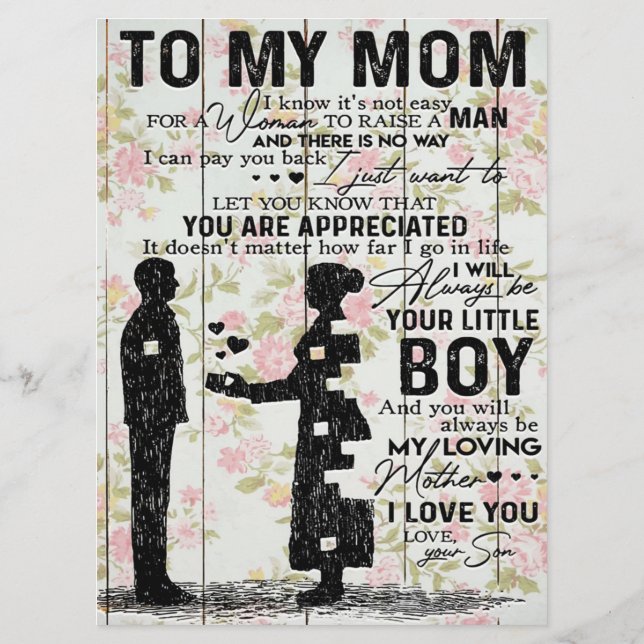 Menu À Ma Mère, Mère Cadeau Anniversaire, Lettre À Mama (Dos)