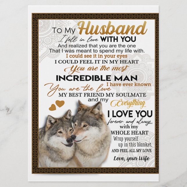Menu À mon mari, Cadeau de loup de couple, Cadeau de ma (Devant)