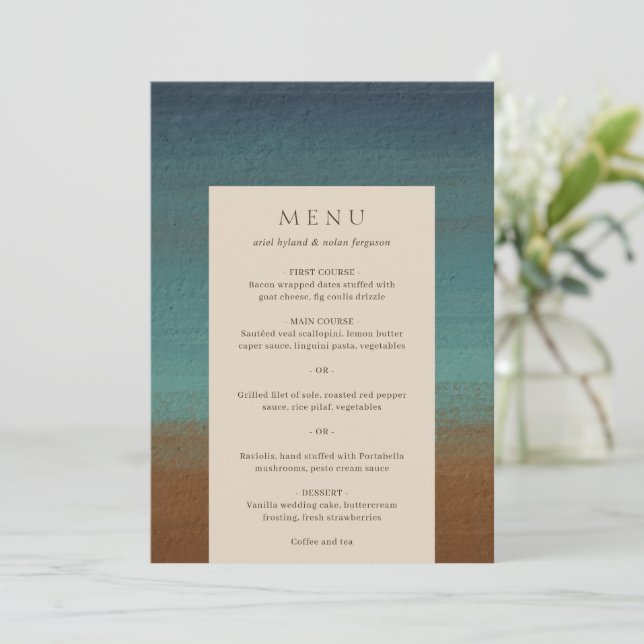 Menu Abstrait Coastal Chic Mariage moderne (Debout devant)