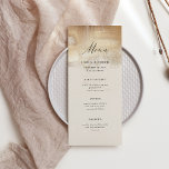 Menu Abstrait d'or | Mariage élégant<br><div class="desc">Cette magnifique carte mariage moderne présente de la calligraphie et un élégant arrière - plan beige neutre,  avec un faux look abstrait doré qui orne le dessus.</div>