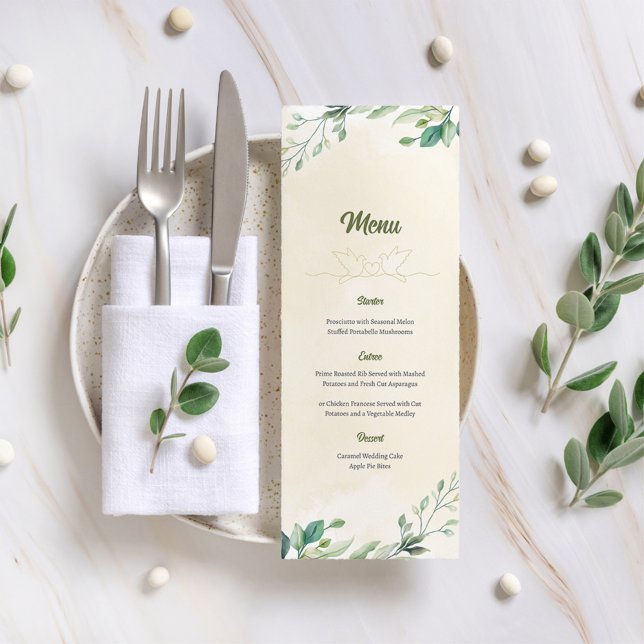 Menu Abstrait minimaliste Mariage feuille (Créateur téléchargé)