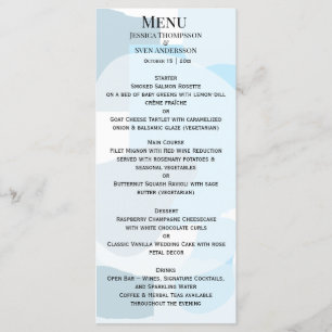 Menu Abstrait moderne bleu minimaliste Mariage artistiq