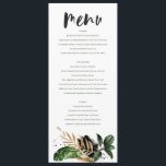 Menu abstrait tropical moderne peint mariage<br><div class="desc">Menu abstrait tropical moderne mariage peint. Fait partie d'une suite mariage de coordination.</div>