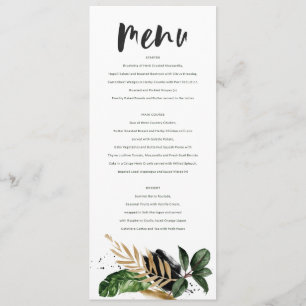 Menu abstrait tropical moderne peint mariage