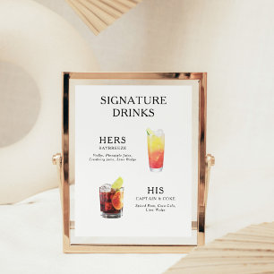 Menu Affiche Boissons Signature Cocktail de Mariag