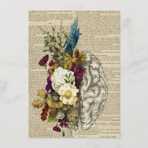 Menu affiche d'anatomie du cerveau floral médical