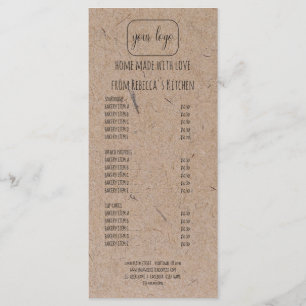Menu Ajoutez Votre Logo Liste de Prix de Boulangerie Ma