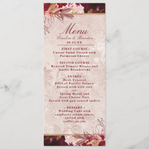 Menu Alice au Pays des Merveilles Élégant Floral Vintag