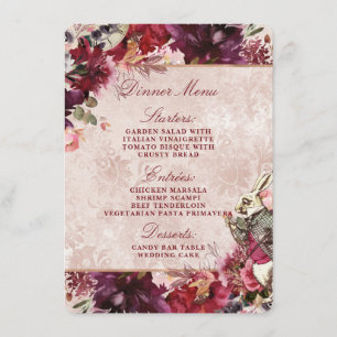 Menu Alice au Pays des Merveilles Élégant Floral Vintag