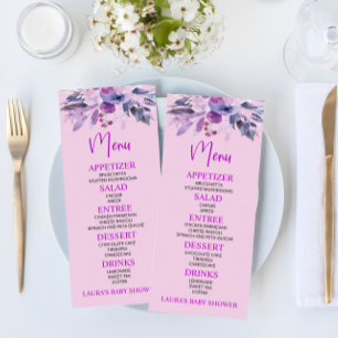 Menu alimentaire Baby shower Lilac violet