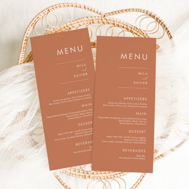 Menu Ambre toscan | Mariage minimaliste moderne (Créateur téléchargé)
