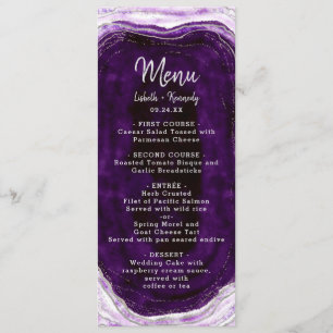 Menu Amethyst Purple & Silver Géode Agate Marbre Dîner