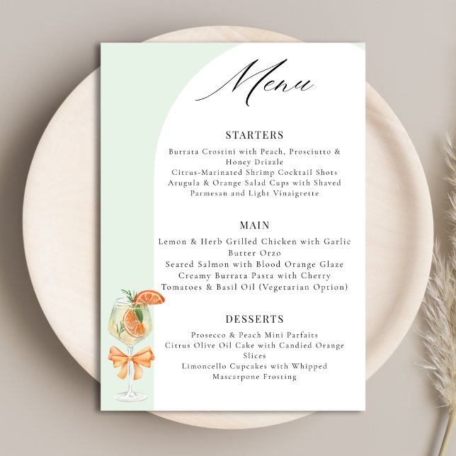 Menu Amour au premier Spritz Green Arch Shower de Marié (Créateur téléchargé)