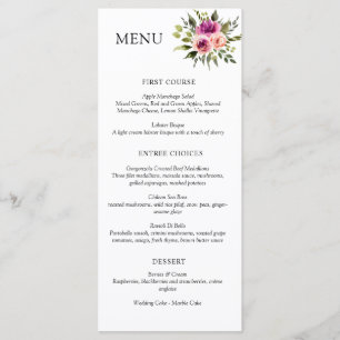 Menu Ampersand Floral Moderne Rose Pêche et Noir
