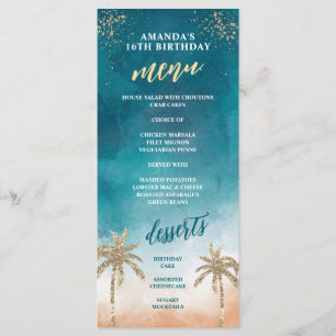 Menu Amusant Sableux Turquoise et Or