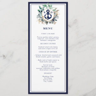 Menu Ancre de la Marine Monogramme Mariage de couronne 