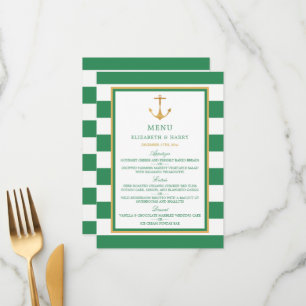 Menu Ancre d'or nautique, Sea Green et Mariage d'or