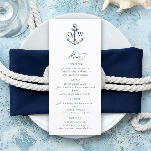 Menu Ancre Monogramme Mariage nautique