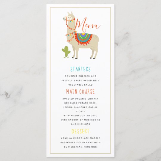 Menu Animal Fantaisie De Fete D Anniversaire De Zazzle Fr