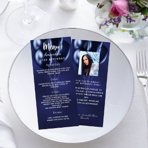 Menu Anniversaire bleu marine photo fun facts bio