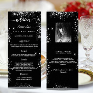 Menu Anniversaire noir blanc parties scintillant p