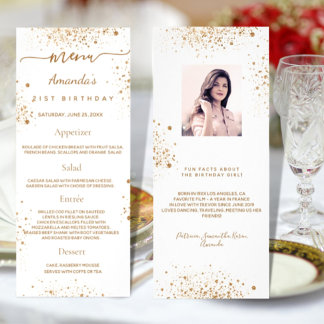 Menu Anniversaire or blanc parties scintillant pho