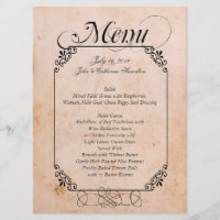 Menu antique élégant de mariage de regard