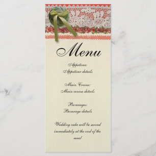 Menu Antique Rose dentelle Rustique Rouge Victorien Bur