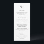 Menu Antonia Noir et Blanc Mariage élégant<br><div class="desc">Menus de mariage élégants avec un design simple avec des polices de script et de serif.</div>