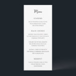 Menu Antonia Noir et Blanc Mariage élégant<br><div class="desc">Menus de mariage élégants avec un design simple avec des polices de script et de serif.</div>