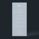 Menu Antonia Powder Blue Mariage élégant<br><div class="desc">Menus de mariage élégants avec un design simple avec des polices de script et de serif.</div>