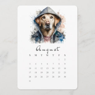 Menu Août Calendrier autonome Chien Splash Art
