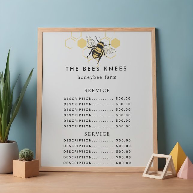Menu Apiculture Vintage & Entreprise d'Élevage d'Abeill (Vintage Beekeeping & Honeybee Farm Business Menu)