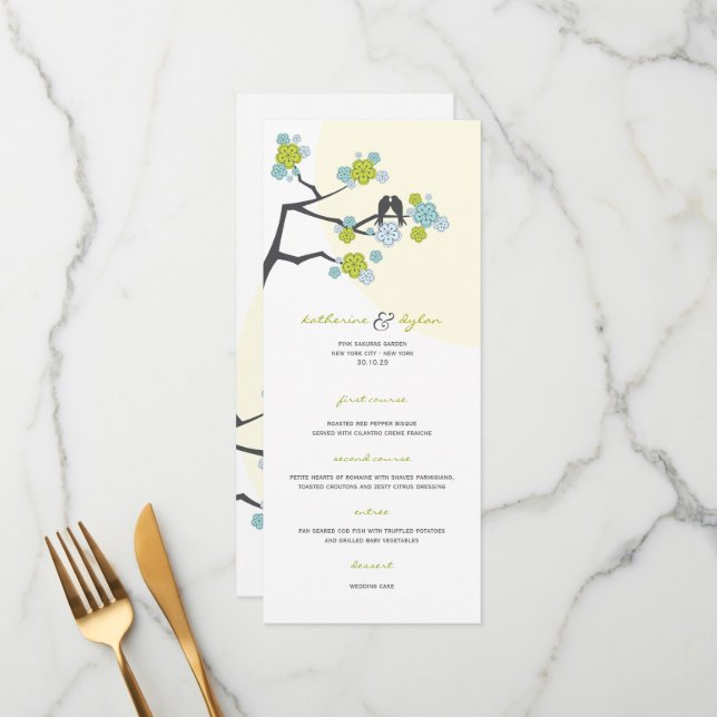 Menu Aqua Cherry Blossoms Sakura Inséparables Mariage (Devant/Arrière en situation)