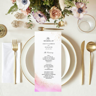 Menu Aquarelle Abstraite Pinceau rose et or