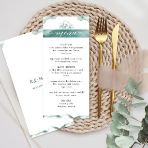 Menu Aquarelle argentée, Mariage floral élégant