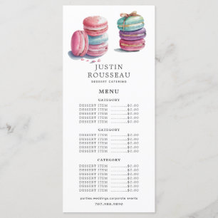 Menu Aquarelle Baker boulangerie pâtisserie Chef