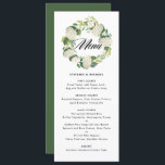 Menu Aquarelle Blanc Hydrangea Fleurs Mariage de couron<br><div class="desc">Ajoutez un accent floral à votre événement avec cette carte de menu floral personnalisable. Il est doté d'aquarelle blanc hydrangée courre florale hydrangée. Cette carte de menu botanique est parfaite pour les mariages du printemps,  de l'été et du jardin et d'autres événements. Des éléments correspondants sont disponibles.</div>