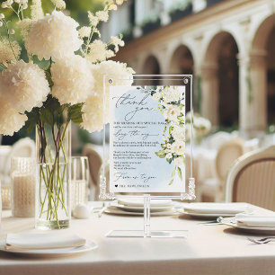 Menu Aquarelle bleu Rose blanche minimaliste Napkin Mer