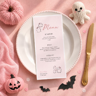 Menu Aquarelle Boo Rose Mignon Pasel Halloween
