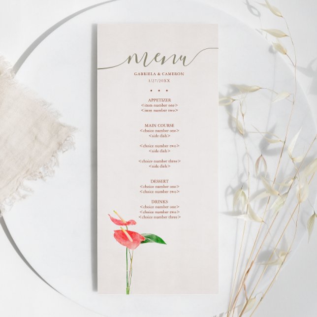 Menu Aquarelle botanique en terre cuite Mariage Lacelea (Créateur téléchargé)