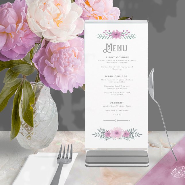Menu Aquarelle Bouquet Mariage Lilac ID654 (Créateur téléchargé)