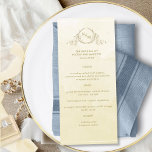 Menu Aquarelle Chic Champagne Crème, Mariage Monogramme<br><div class="desc">Dégustez vos invités avec cette belle carte mariage de champagne et crème aquarelle, avec l'élégant monogramme botanique dessiné à la main avec les initiales de couple sur l'exquise arrière - plan de lavage aquarelle dans un beau mélange de champagne, ivoire, crème au beurre et teintes dorées. Facile à remplir en...</div>
