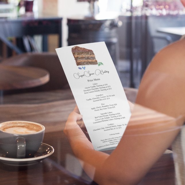 Menu Aquarelle Chocolate Boulangerie, Café Prix (Sweet success awaits: Elevate menus with luscious layers of Exquisite Chocolate Layered Cake! )