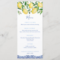 Aquarelle Citrons Bleu Carreaux Blancs Baby shower