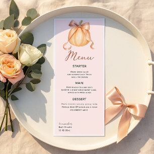 Menu Aquarelle Citrouille Cute Bow rose
