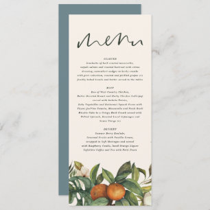 Menu Aquarelle d'agrumes orange mariage floral botaniqu