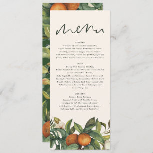 Menu Aquarelle d'agrumes orange mariage floral botaniqu